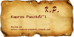 Kapros Paszkál névjegykártya